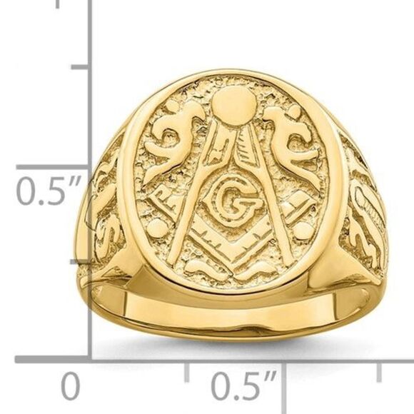 10k Men's Polished and Grooved (Not Enameled) Masonic Ring - Picture 6 of 7